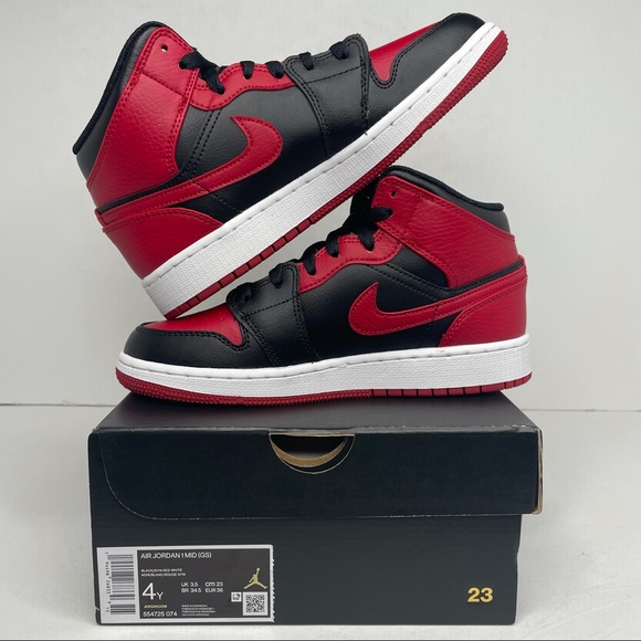 Nike Air Jordan 1 Retro Mid GS “Banned/Bred” NEW - Picture 3 of 4